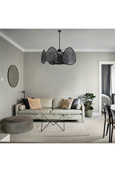 Mylamp Bulut Doğal Siyah Hazeran Avize 75 cm - 9+1 30 cm