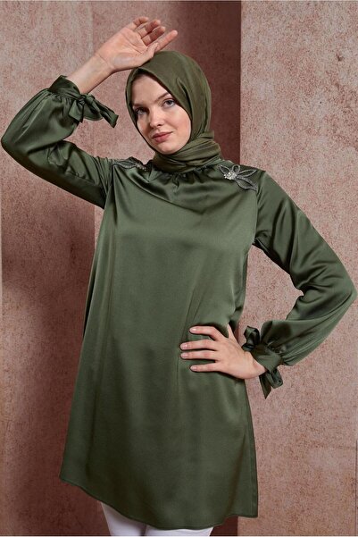 Alvina Satin Tunic - Stone Printed, Model 44586
