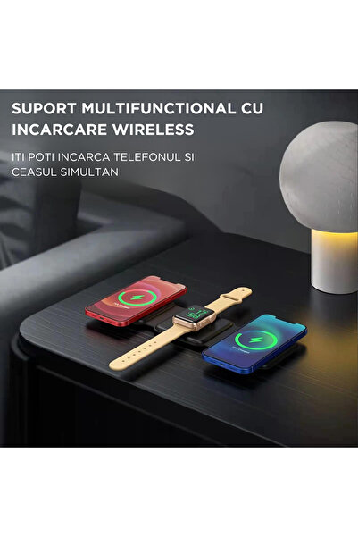 VRSmarty 3 in 1 Foldable Wireless Charger Fast Charge MagSafe QI 15 W, IPhone, Airpods, Apple Smartwatch