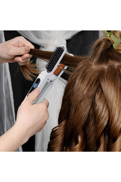 Generic Leon Home Electric 2-in-1 Cordless Straightening Comb & Curler (White)