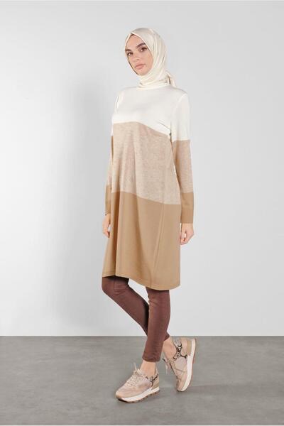 Alvina 41075 Model Color Transition Thin Knitwear Tunic