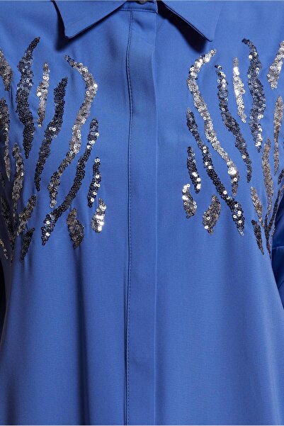 Alvina Shirt Collar Tunic - Sequin Detailed 44569