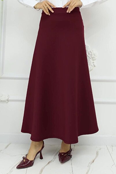 TRENDTESETTÜR Women's Burgundy Scuba Knitted A-Line Skirt t 212