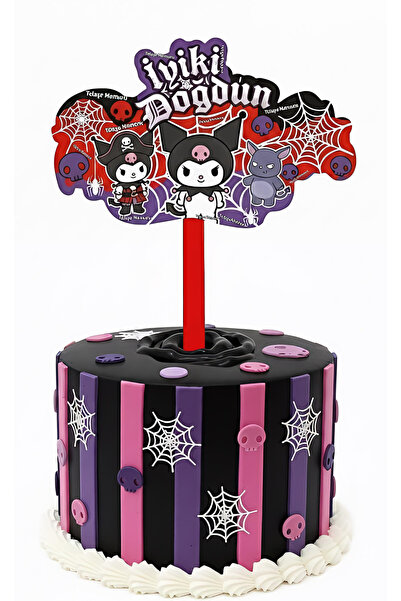 telaşe memuru Kuromi Pasta Süsü - Kuromi Doğum Günü Konsepti Pasta Süsü - Çub...