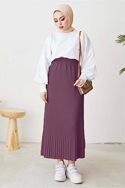 TRENDTESETTÜR Women's Purple (Lila) Embedded Skirt with Elastic Waist t 502