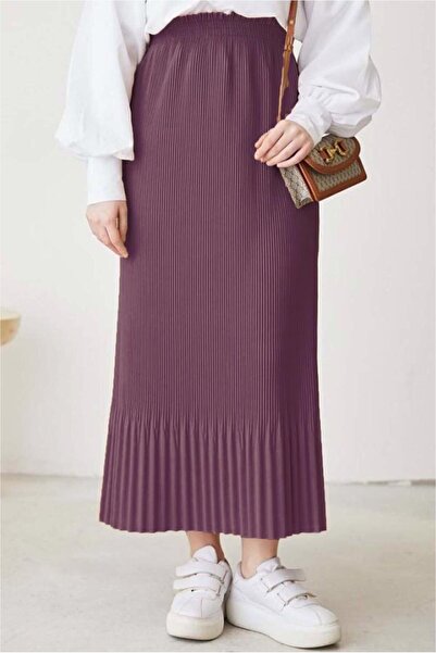 TRENDTESETTÜR Women's Purple (Lila) Embedded Skirt with Elastic Waist t 502