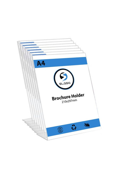 Slasa Acrylic Sign Holder (8.5x11 inch) 6 pcs Clear Vertical L-Shaped Display...