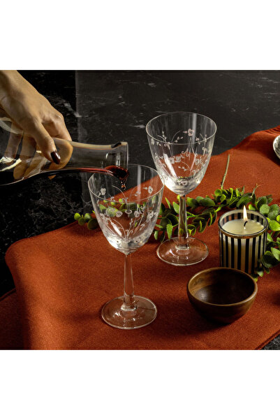 Güral Porselen Güral Glass Stoned 6-Piece Footed Water Glass 11187