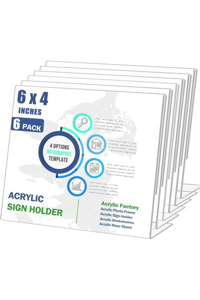 Slasa حامل لافتات أكريليك عمودي على شكل حرف T، حامل طاولة، مزدوج الجوانب (8.5...