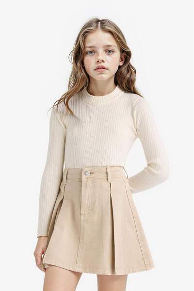 DeFacto Plissierter Gabardine-Rock für Mädchen E9322A825AU