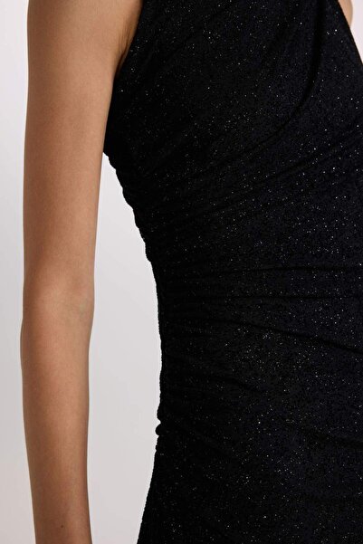 DeFacto Εφαρμοσμένο κεντημένο βελούδινο μάξι φόρεμα D9885ax24au