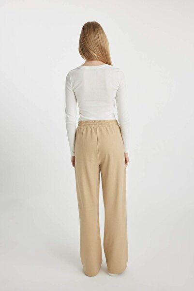 DeFacto Coool Wide Leg Geniş Bol Paça Eşofman Altı Beli Lastikli Bağcıklı Cepli Basic Düz B3345AX23WN