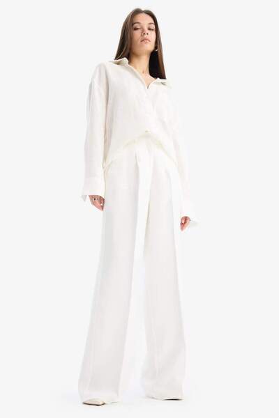 DeFacto Παντελόνι με φαρδύ μέγεθος με φαρδύ πόδι με τσέπες A1138AX24SM