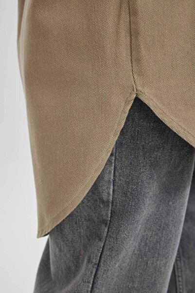 DeFacto Relax Fit Basic μακρυμάνικο πουκάμισο από γκαμπαρντίνα A6474AX23AU