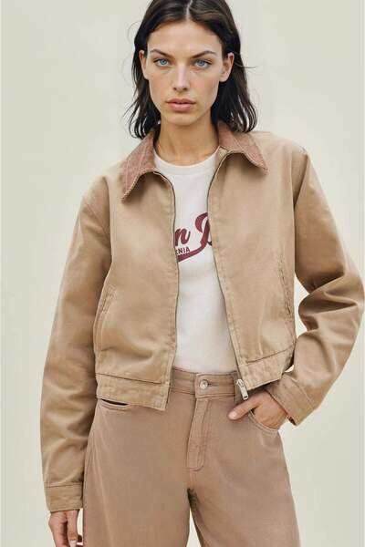 DeFacto Regular Fit Baumwolljacke mit kontrastierendem Kragen und Taschen E6260AX25SP