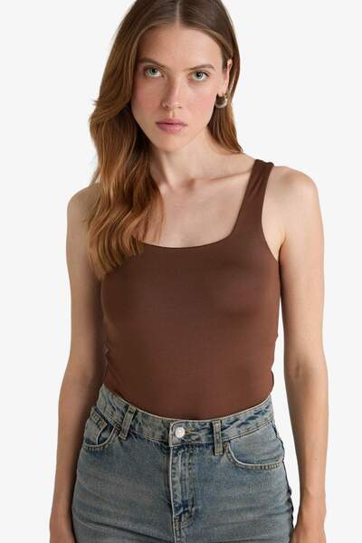 DeFacto Τετράγωνος γιακάς Basic Solid Snap Body F8245AX25HS