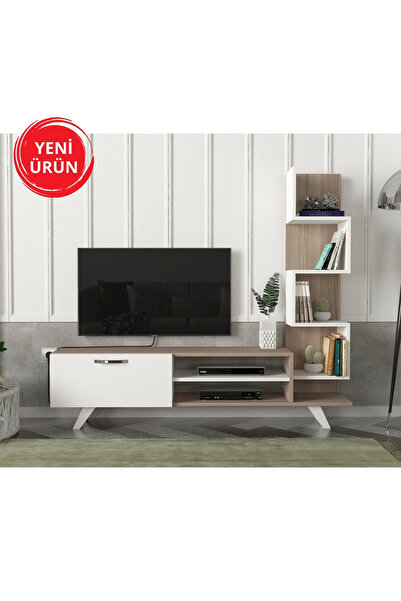 Dekorister Ceren Kitaplıklı Tv Ünitesi Beyaz-cordoba