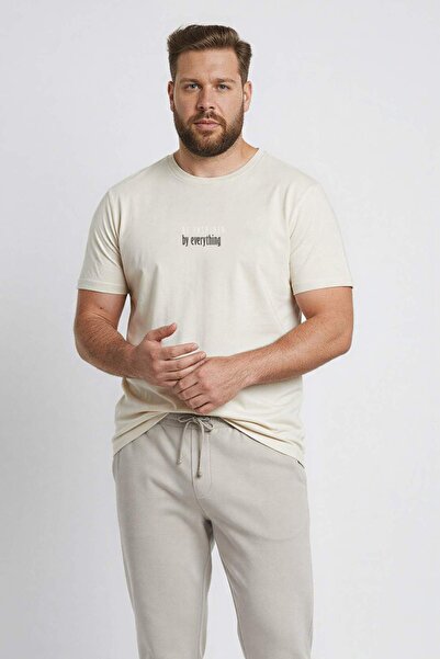 DeFacto Slim Fit Slim Fit Crew λαιμόκοψη με στάμπα κοντομάνικο 100% βαμβακερό μπλουζάκι A2631AX23SM