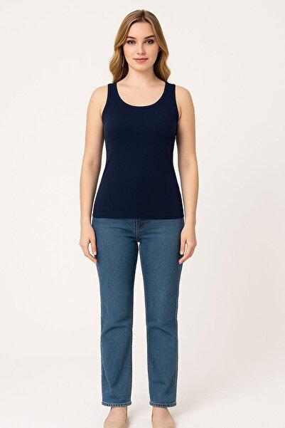 MİSSEMMA Women's Plus Size Navy Blue Tank Top