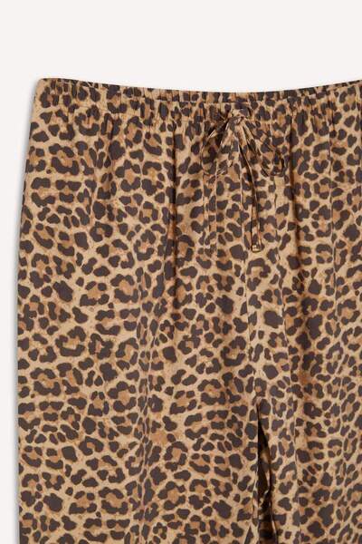 DeFacto Leopard Patterned Modal Fabric Trousers High Waist Straight Leg
