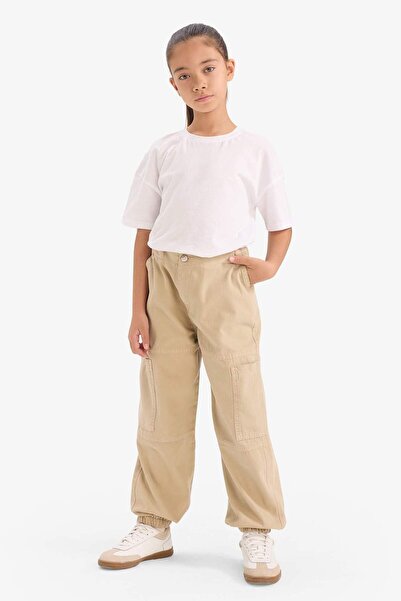 DeFacto Girl's Parachute Cargo Cotton Pants D2455A824Au