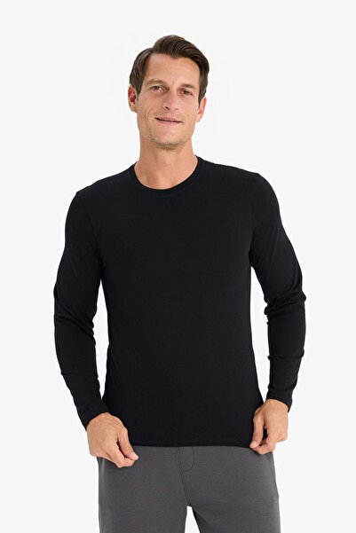 DeFacto Slim Fit Slim Fit Crew Neck Basic Solid Long Sleeve Sleepwear Top Z2771Az24Au