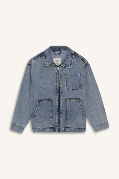 DeFacto Jachetă pentru băiat cu guler polo, albastru deschis, F3152A8/NM39