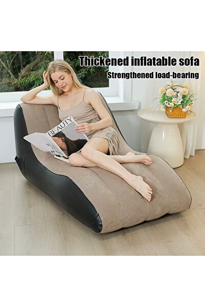 Generic Inflatable S-shaped Portable Air Sofa - Single-Person Camping Recliner