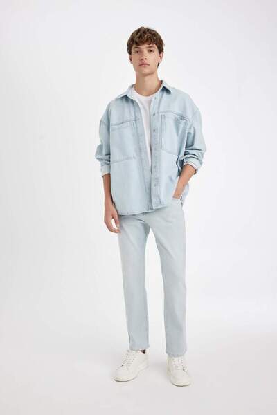 DeFacto Серхіо Regular Fit Нормальний крій Нормальний пояс Прямі штанини Джинси B3107AX24AU