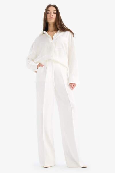 DeFacto Παντελόνι με φαρδύ μέγεθος με φαρδύ πόδι με τσέπες A1138AX24SM