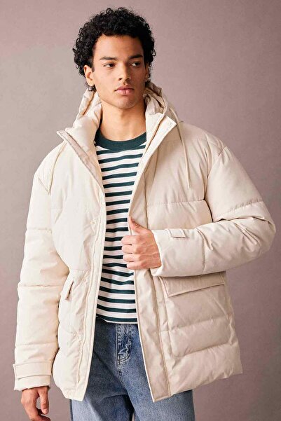 DeFacto Slim Fit Slim-Fit Lined Hooded Zipper Double Pocket Winter Puffer Coat A3489Ax24Wn