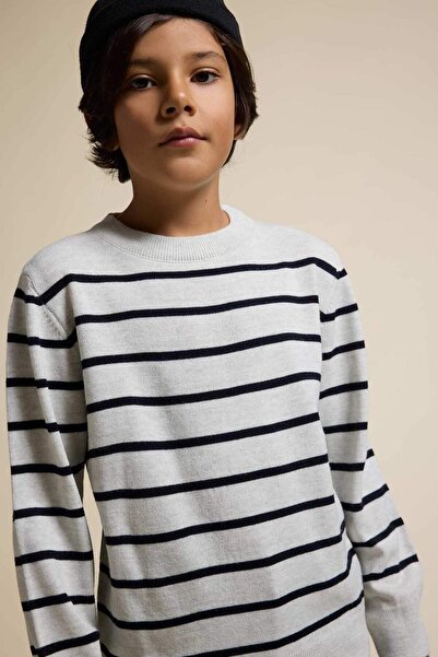 DeFacto Boy's Crew Neck Striped Sweater Sweater F0962A825Wn
