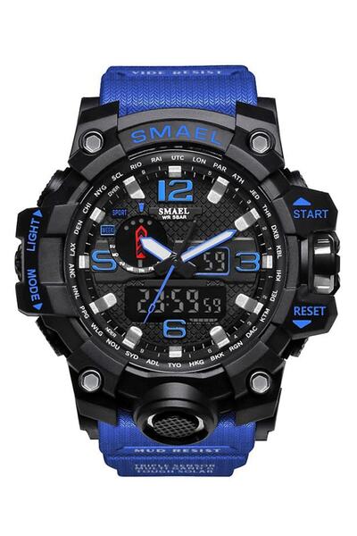 SMAEL Men's Wristwatch Analog Digital Sports Black Fashion Trend Watch Blue 1545