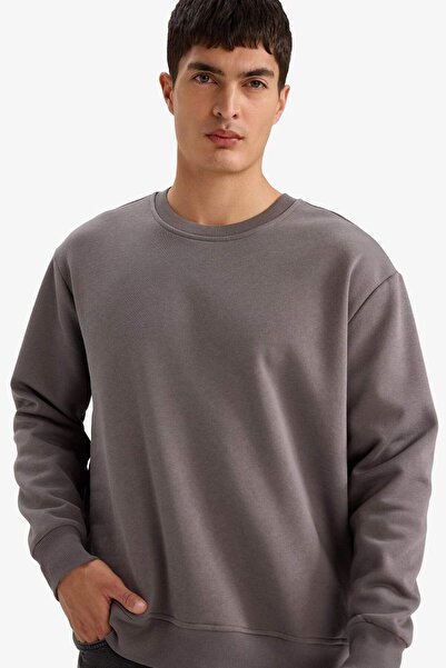 DeFacto Oversize Wide Fit Crew Neck Thick Basic απλό φούτερ T5139az24au