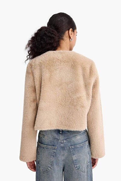 DeFacto Regular Fit Buttoned Short Faux Fur Coat F2923Ax25Wn