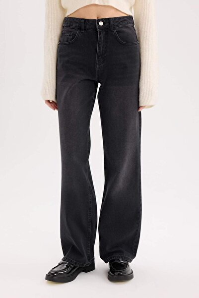 DeFacto Rovný široký vysoký pas dlouhé džíny vyprané kalhoty E3181Ax25Sp