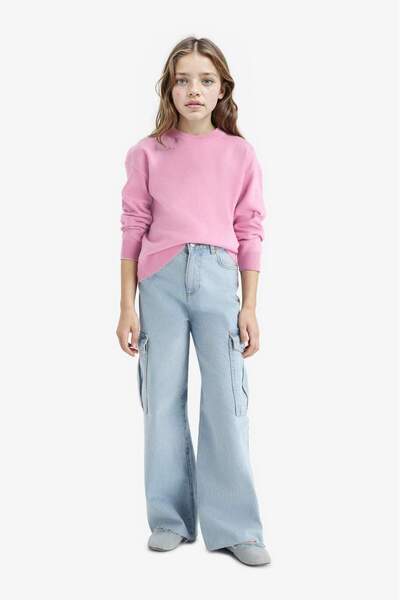 DeFacto Girls' Standard Fit Crew Neck Knitwear Sweater C6902A825Au