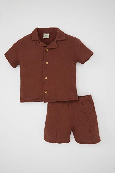 DeFacto Baby Boy 2 Piece Set Muslin Short Sleeve Shirt Shorts C3438A524Sm