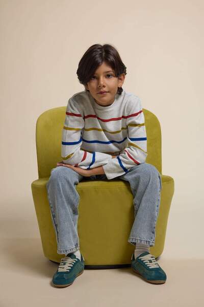 DeFacto Boy's Striped Crew Neck Sweater F3742A825Wn