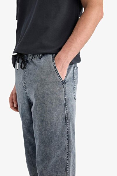 DeFacto Летни широки панталони с широка кройка, еластична талия, широки крачоли, панталони с ефект на измиване със сняг F3904AX25SM