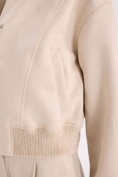 DeFacto College-Kragen-Bomberjacke Basic Plain Snap Wildleder B8822AX24SP