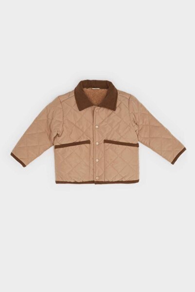 DeFacto Baby Boy Waterproof Contrast Collar Snap Fastener Coat E8467A525Au