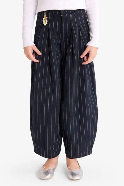 DeFacto Girl's Baggy Fit Charm Detailed Wide Leg Gabardine Trousers G3250A825Wn