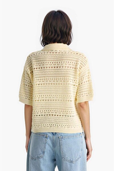 DeFacto New Season Slim Fit Slim Fit Polo Neck Cardigan