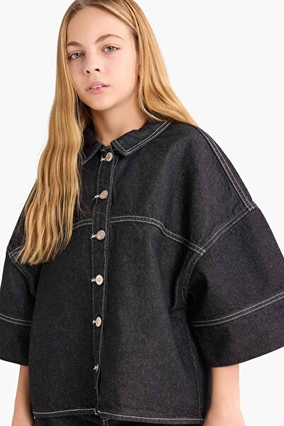 DeFacto Jachetă din denim cu nasturi pentru fete G3489A825AU