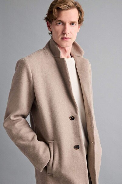 DeFacto Ανδρικό παλτό βιζόν Relax Fit με γιακά με κουμπιά και τσέπες Parka Y8903AZ24AU