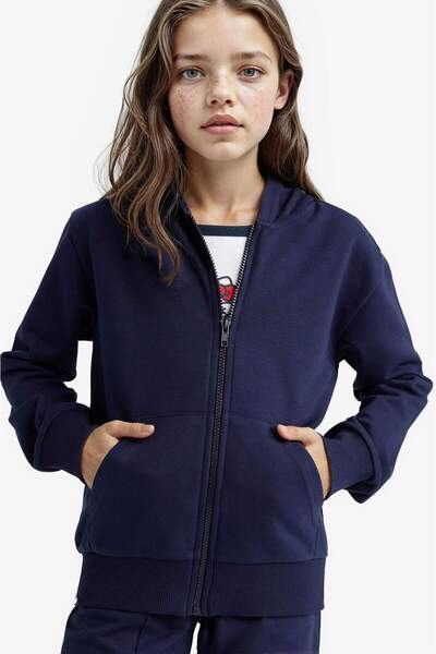 DeFacto Mädchen Basic Plain Kapuzenpullover Schule Reißverschluss Sweatshirt C8110A825AU