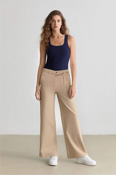 DeFacto High Waist Wide Leg Cool Gabardine Trousers - E1794Ax25Sp