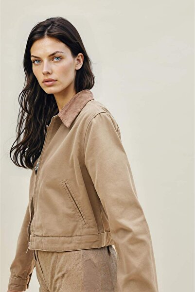 DeFacto Regular Fit Baumwolljacke mit kontrastierendem Kragen und Taschen E6260AX25SP