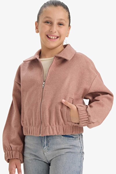 DeFacto Girl's Polo Neck Zippered Cashmere Jacket G3702A825Wn
